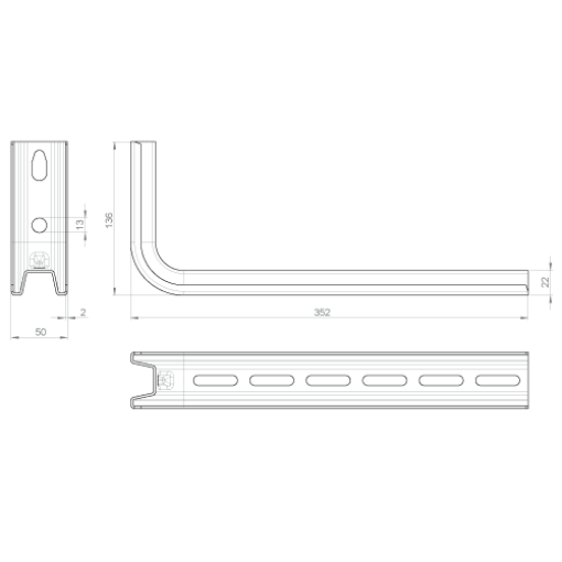 Suporte L Unex 300mm aço epoxi cor cinzento