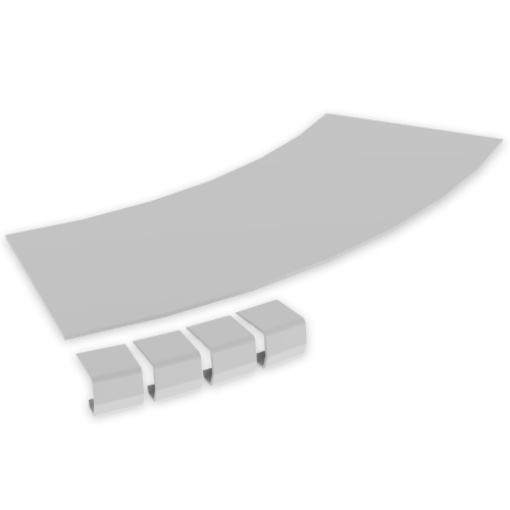 Tampa curva plana 45 Unex 200 R600, em U48X cor cinzento