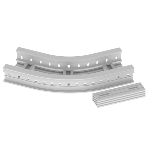 Curva plana 45 Unex 85x200 R300, em U48X cor cinzento