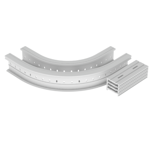 Curva plana de 90 Unex 135x200 R300, em U48X cor cinzento