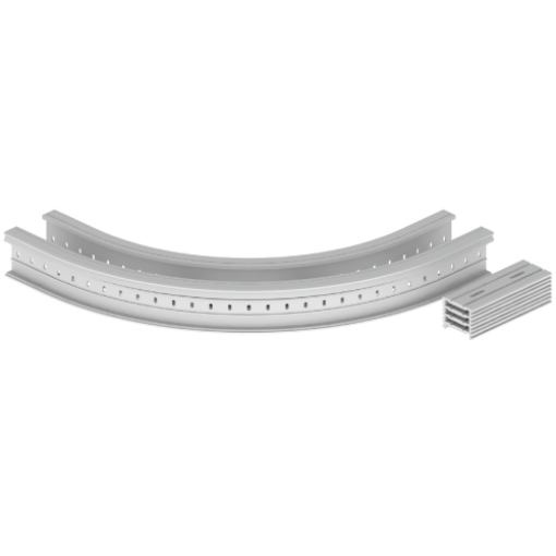 Curva plana de 90 Unex 135x200 R600, em U48X cor cinzento
