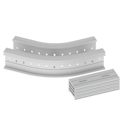 Curva plana 45 Unex 135x200 R300, em U48X cor cinzento