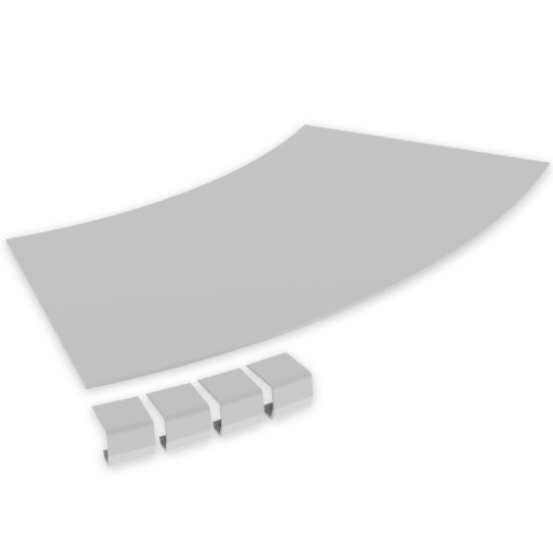 Tampa curva plana 45 Unex 300 R600, em U48X cor cinzento