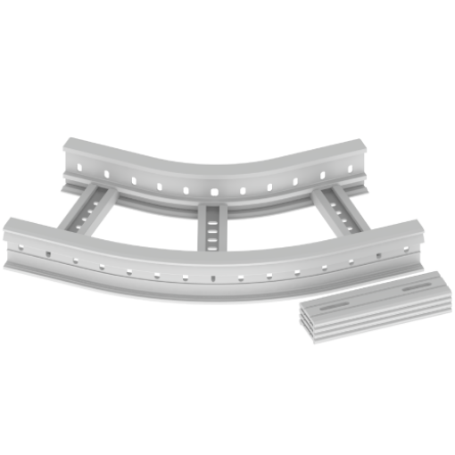 Curva plana 45 Unex 85x300 R300, em U48X cor cinzento