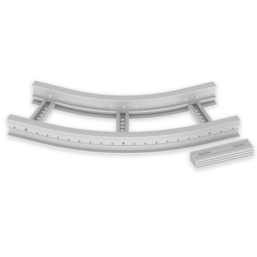 Curva plana 45 Unex 85x300 R600, em U48X cor cinzento