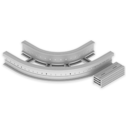 Curva plana de 90 Unex 135x300 R300, em U48X cor cinzento