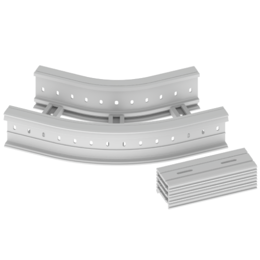 Curva plana 45º Unex 135x300 R300, em U23X cor cinzento