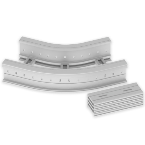Curva plana 45 Unex 135x300 R300, em U48X cor cinzento