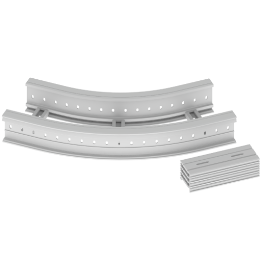 Curva plana 45º Unex 135x300 R600, em U23X cor cinzento