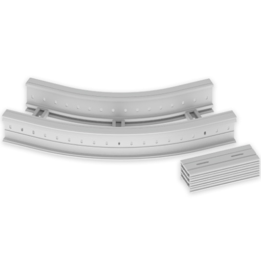 Curva plana 45 Unex 135x300 R600, em U48X cor cinzento