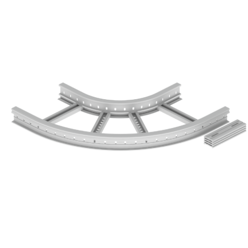 Curva plana de 90 Unex 85x400 R300, em U48X cor cinzento