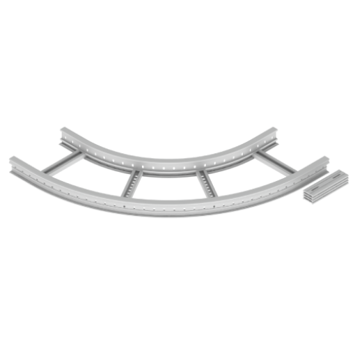 Curva plana de 90 Unex 85x400 R600, em U48X cor cinzento