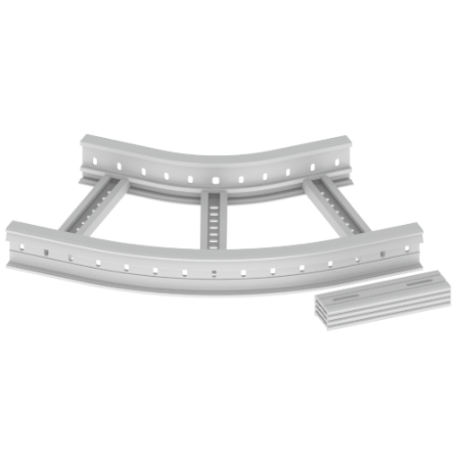 Curva plana 45º Unex 85x400 R300, em U23X cor cinzento