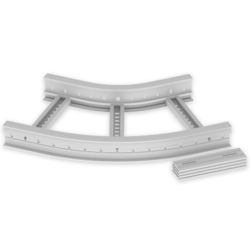 Curva plana 45 Unex 85x400 R300, em U48X cor cinzento