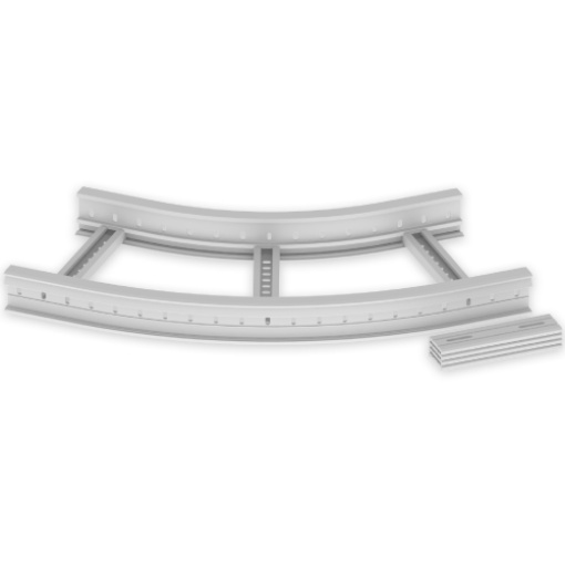 Curva plana 45 Unex 85x400 R600, em U48X cor cinzento
