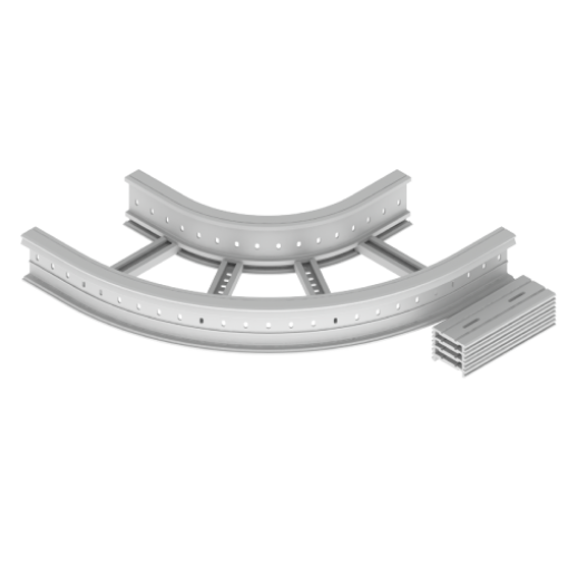 Curva plana de 90º Unex 135x400 R300, em U23X cor cinzento