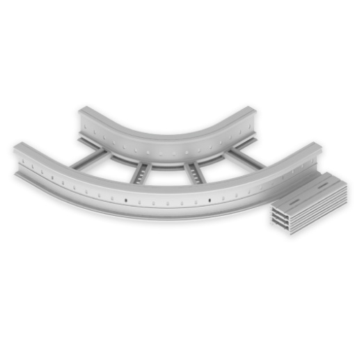 Curva plana de 90 Unex 135x400 R300, em U48X cor cinzento