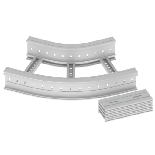 Curva plana 45 Unex 135x400 R300, em U48X cor cinzento