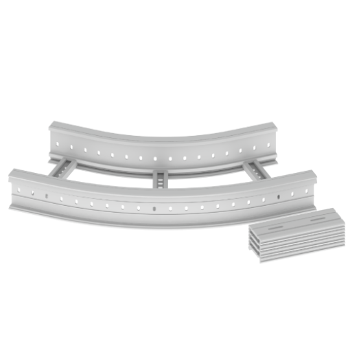 Curva plana 45 Unex 135x400 R600, em U48X cor cinzento