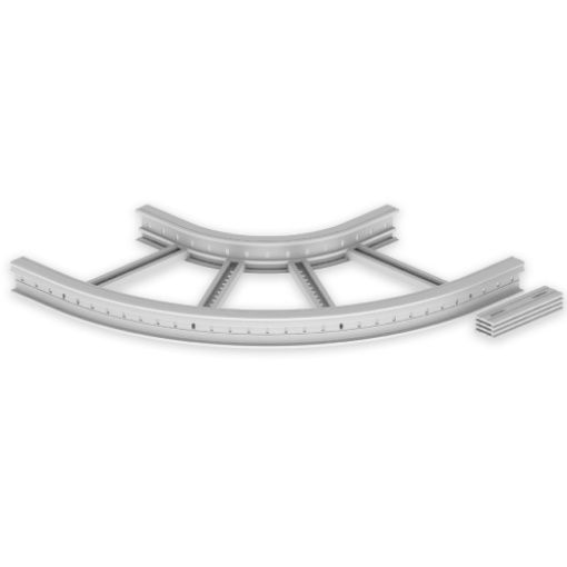 Curva plana de 90 Unex 85x500 R300, em U48X cor cinzento