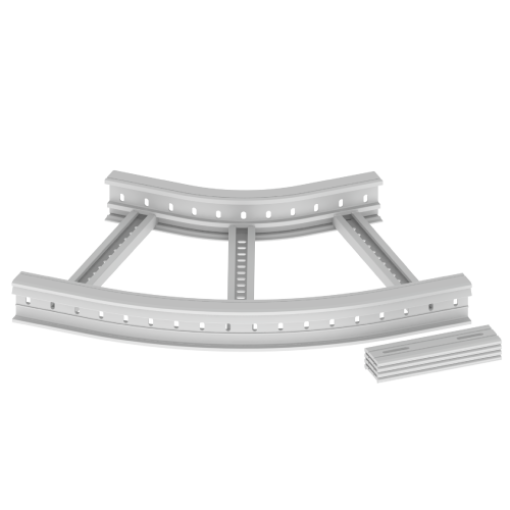 Curva plana 45 Unex 85x500 R300, em U48X cor cinzento
