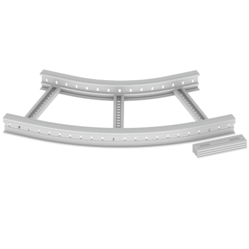 Curva plana 45º Unex 85x500 R600, em U23X cor cinzento