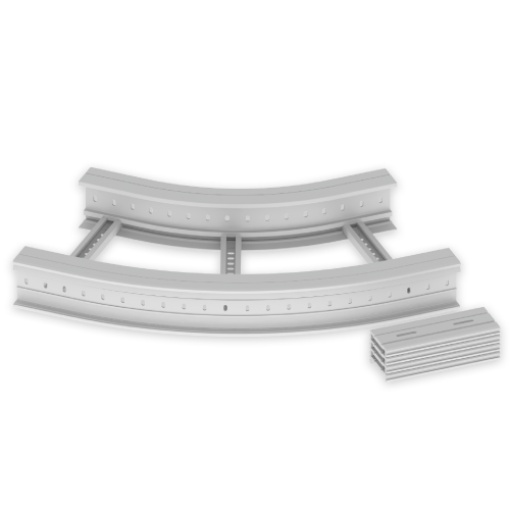 Curva plana 45 Unex 135x500 R600, em U48X cor cinzento