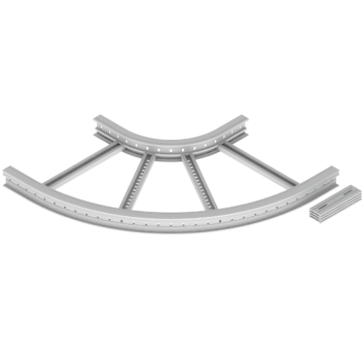Curva plana de 90 Unex 85x600 R300, em U48X cor cinzento