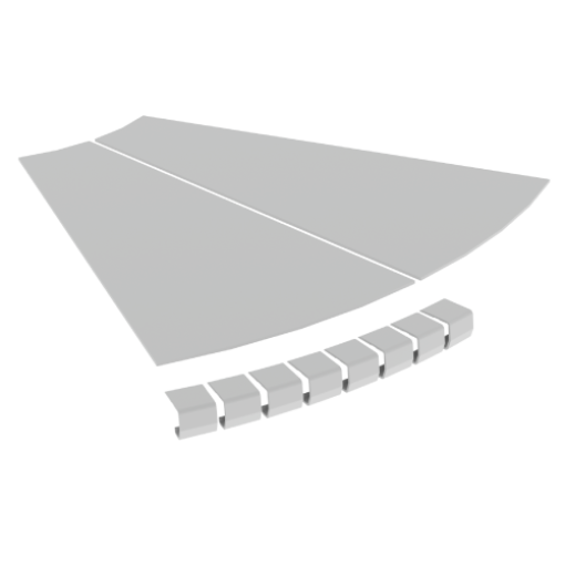 Tampa curva plana 45º Unex 600 R300, em U23X cor cinzento