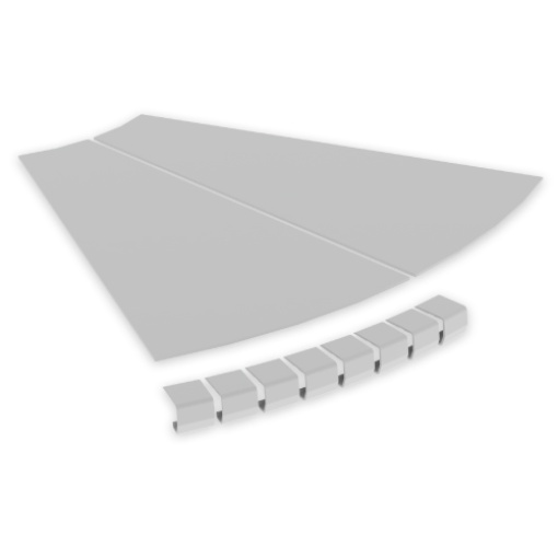 Tampa curva plana 45 Unex 600 R300, em U48X cor cinzento