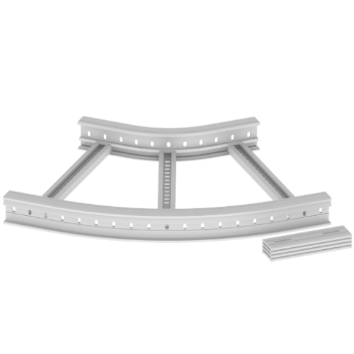 Curva plana 45 Unex 85x600 R300, em U48X cor cinzento