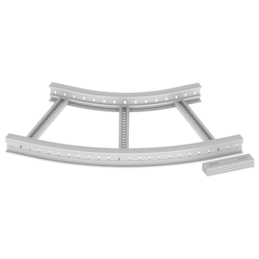 Curva plana 45º Unex 85x600 R600, em U23X cor cinzento