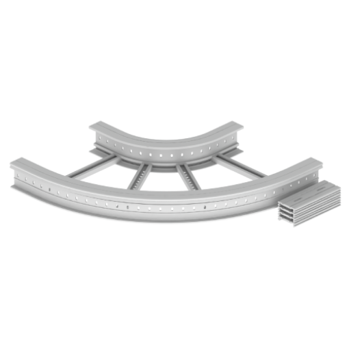 Curva plana de 90 Unex 135x600 R300, em U48X cor cinzento