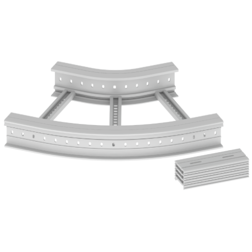Curva plana 45º Unex 135x600 R300, em U23X cor cinzento