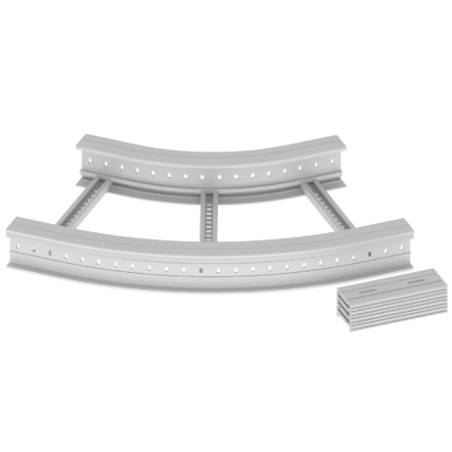 Curva plana 45º Unex 135x600 R600, em U23X cor cinzento