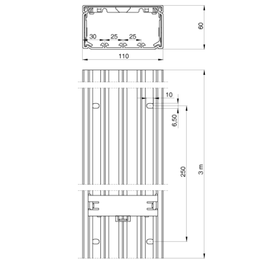 Calha para distribuição Unex 60x110, em U23X cor cinzento