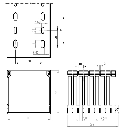 Calha de quadros Unex 80x80, em U23X cor cinzento