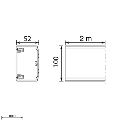 Calha para mecanismos Unex 50x100 de 1 tampa 80 mm, em U23X cor branco