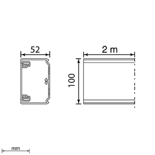 Calha para mecanismos Unex 50x100 de 1 tampa 80 mm, em alumínio