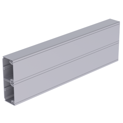 Calha para mecanismos Unex 50x150 de 2 tampas 65 e 65 mm, em U23X cor alumínio