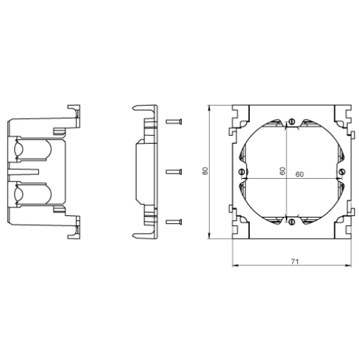 Caixa Unex 1 mecanismo universal, tampa de 80mm, em U24X