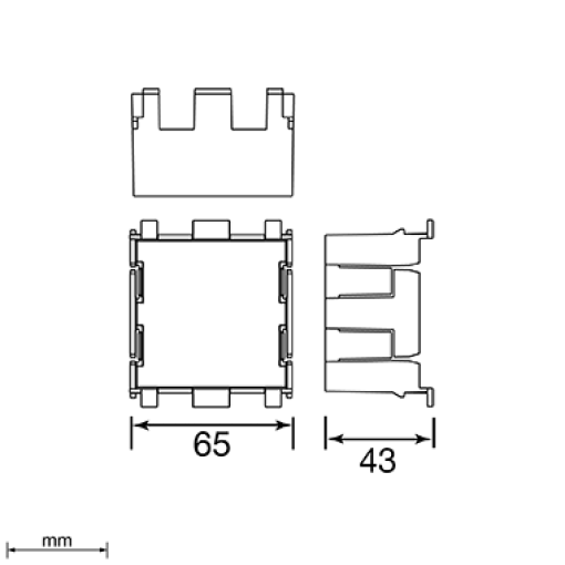 Caixa Unex 2 módulos, tampa de 65mm, em U43X