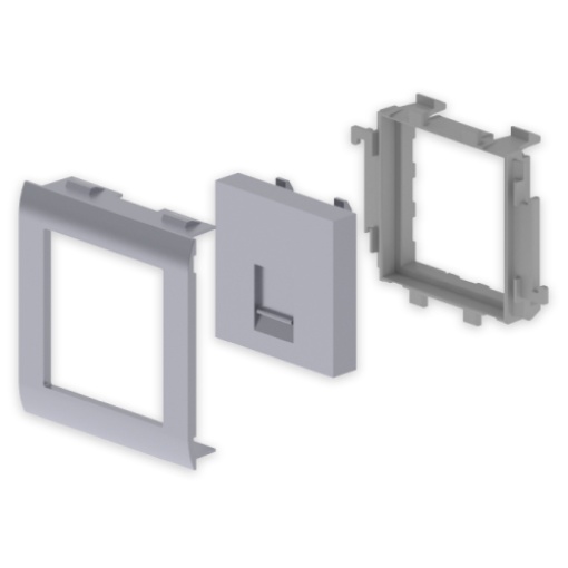 Placa plana 1 RJ45 Unex 65mm, em U24X cor alumínio