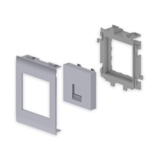 Placa plana 1 RJ45 Unex 80mm, em U24X cor alumínio