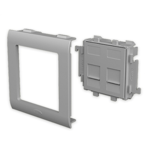 Placa plana RJ45 Unex 80mm, em U24X cor alumínio