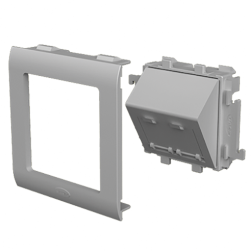 Placa inclinada RJ45 Unex 65mm, em U24X cor alumínio