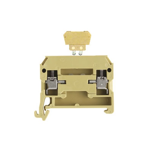 Test-disconnect terminal, Screw connection, beige  yellow, 4 mm², 10 A, 250 V, Number of connections 2, Number of levels 1