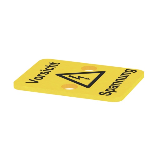 Terminal cover, yellow, PVC, Height 37 mm, Width 71.6 mm, Depth 1 mm, V-2