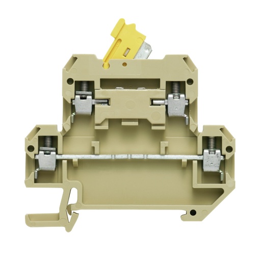 Test-disconnect terminal, Screw connection, beige  yellow, 4 mm², 10 A, 400 V, Number of connections 4, Number of levels 2