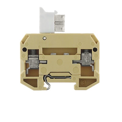 Test-disconnect terminal, Screw connection, beige  yellow, 4 mm², 10 A, 400 V, Number of connections 2, Number of levels 1